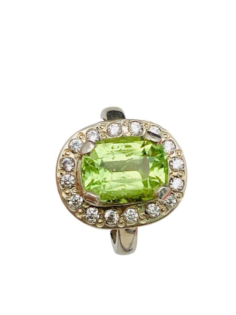 Green Peridot Ring Size 6.5 Sterling Silver 6ct Natural gem 925 Silver Ring (1 of 3)