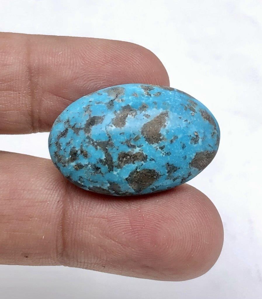 Blue Copper Turquoise Oval Shape Cabochon - 39.30 Carats -28X19X11 mm: Blue Copper Turquoise Oval Shape Cabochon - 39.30 Carats -28X19X11 mm Choose design of your own and we will make it for youWe accept custom order in Sterling Silver, Gold and Platinum in WholeSale Pri