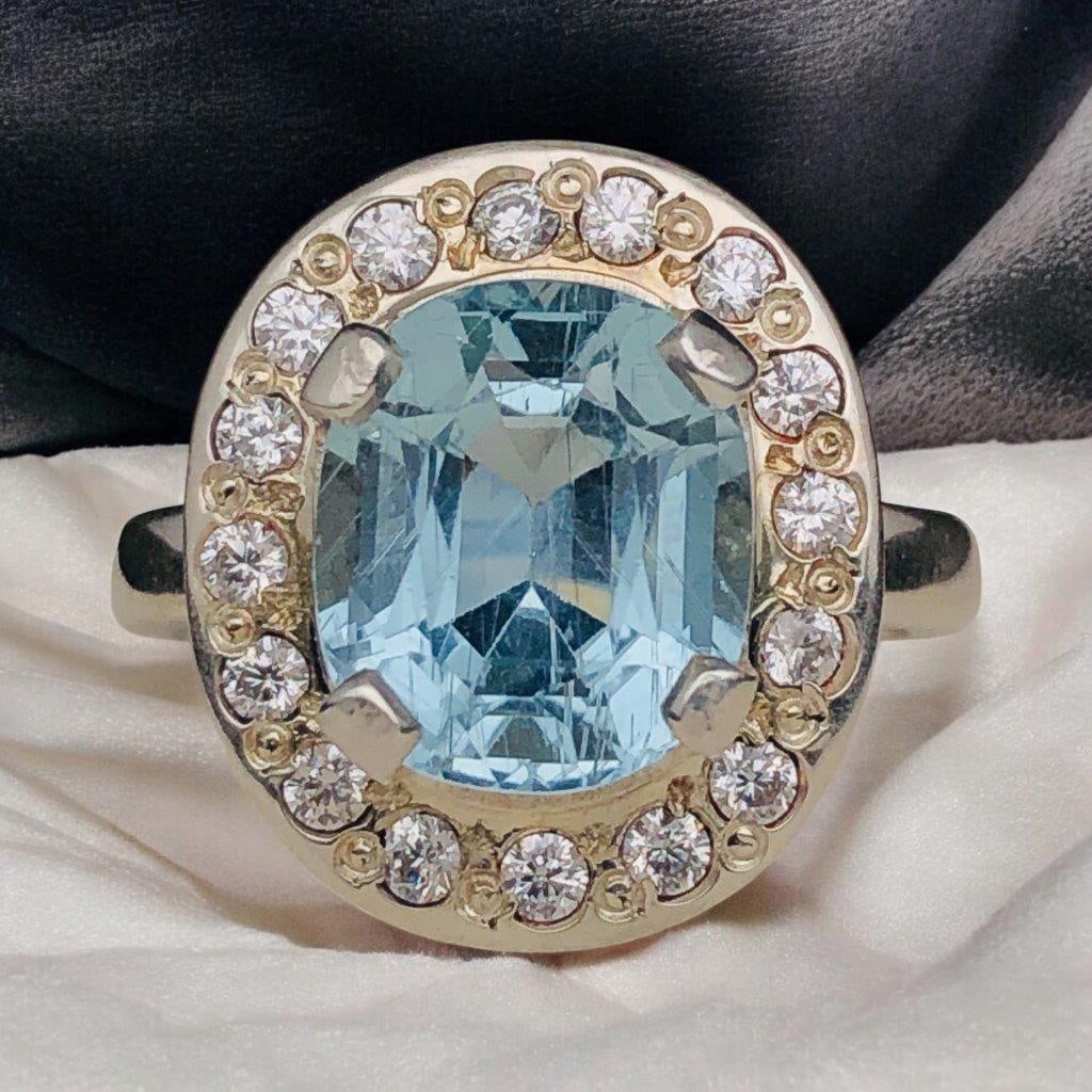 Aquamarine Ring - vintage rings - Solitaire Engagement Ring-Aquamarine Ring-925 Sterling Silver (1 of 7)