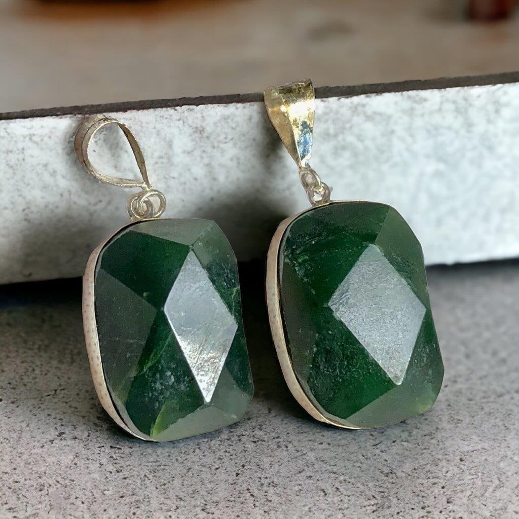 Paired Green Nephrite Jade Pendants: Paired Green Nephrite Jade Pendants Shipping: