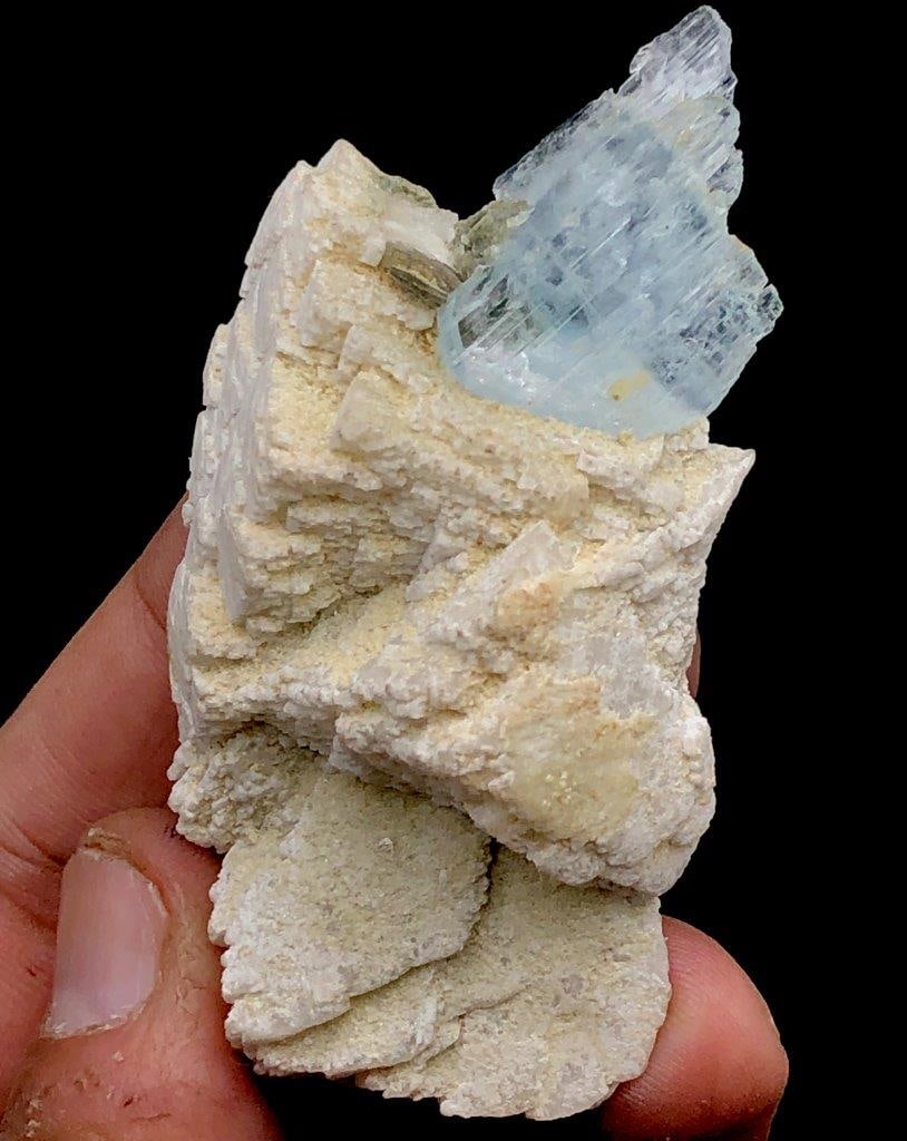 Terminated Aquamarine Crystal With Feldspar - 35 Grams - 70X35X28 mm: Terminated Aquamarine Crystal With Feldspar - 35 Grams - 70X35X28 mm Shipping Rate: 23$ WorldWideshipping rates are determined by Parcel weight and destination.Combined shipping: We offer combine ship