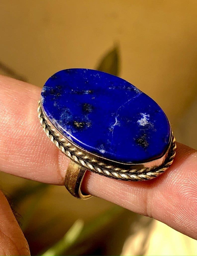 Lapis Lazuli ring, Brass ring, Handmade Unique ring - 2