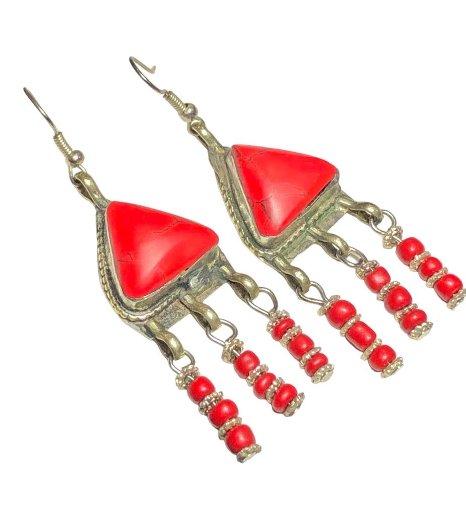 Chinese Coral Earrings - Old Fashion Brass Jewelry: Chinese Coral Earrings - Old Fashion Brass Jewelry Shipping: $23.00. Shipping rates are determined by Parcel weight and destination.