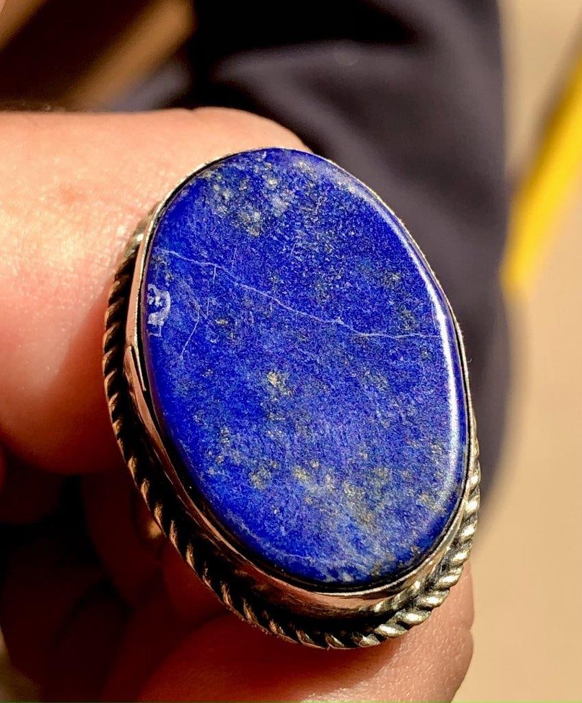 Lapis Lazuli Brass Ring, - 3