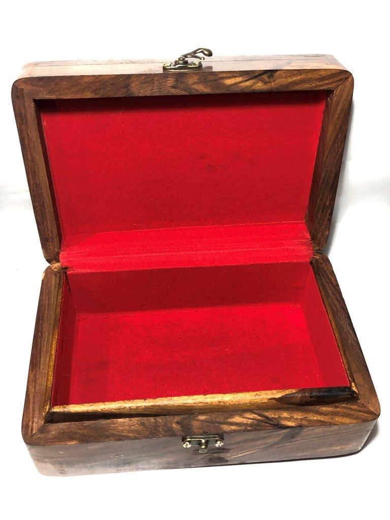 Hand Carved Wooden Box with Red Velvet Lining (6 x 3.5 x 4.5 inches, 440g): Hand Carved Wooden Box with Red Velvet Lining (6 x 3.5 x 4.5 inches, 440g) FREE SHIPPING: