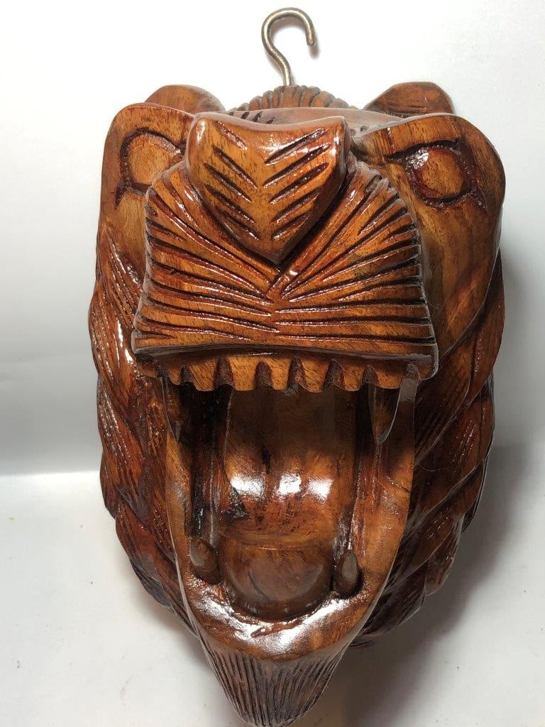 Hand Carved Wooden Tiger Head Wall Decor (8 x 5.5 inches, 2kg): Hand Carved Wooden Tiger Head Wall Decor (8 x 5.5 inches, 2kg) FREE SHIPPING: