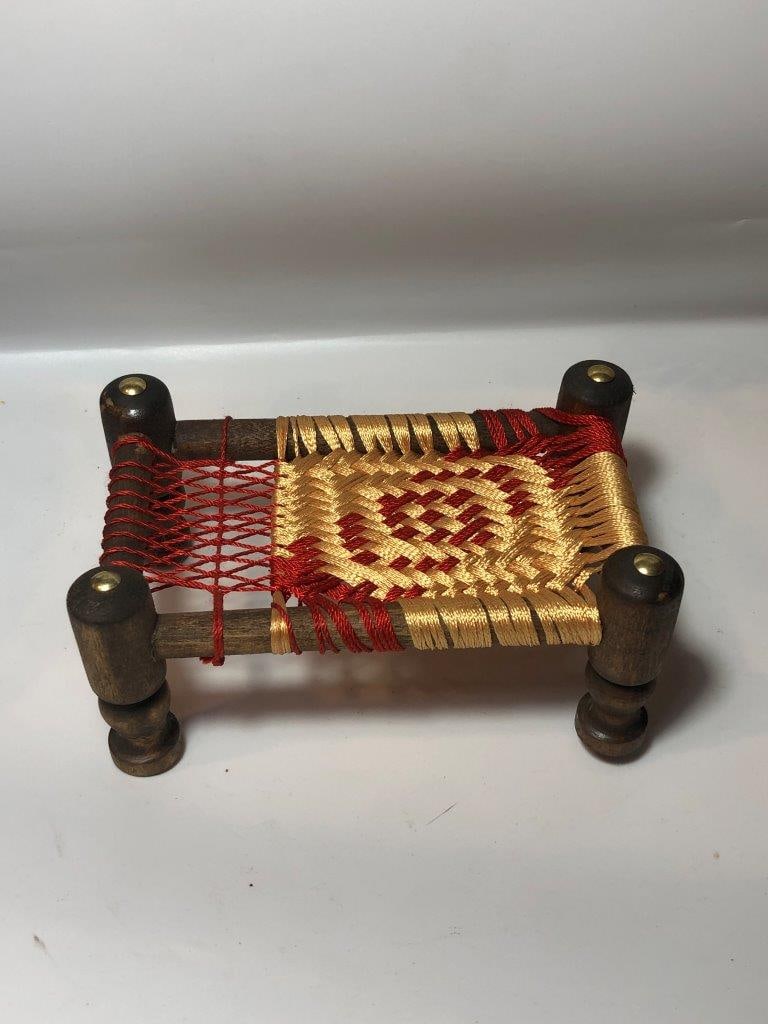 Hand Painted Miniature Wooden Charpoy (6 x 3.5 x 2.5 inches, 68g) - Folk Art Decor: Hand Painted Miniature Wooden Charpoy (6 x 3.5 x 2.5 inches, 68g) - Folk Art Decor FREE SHIPPING: