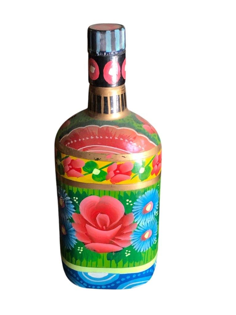 Hand Painted Vodka Bottle - Vibrant Pakistani Truck Art Folk Design - 10" x 4" x 2.5" - 577g: Hand Painted Vodka Bottle - Vibrant Pakistani Truck Art Folk Design - 10" x 4" x 2.5" - 577g FREE SHIPPING: