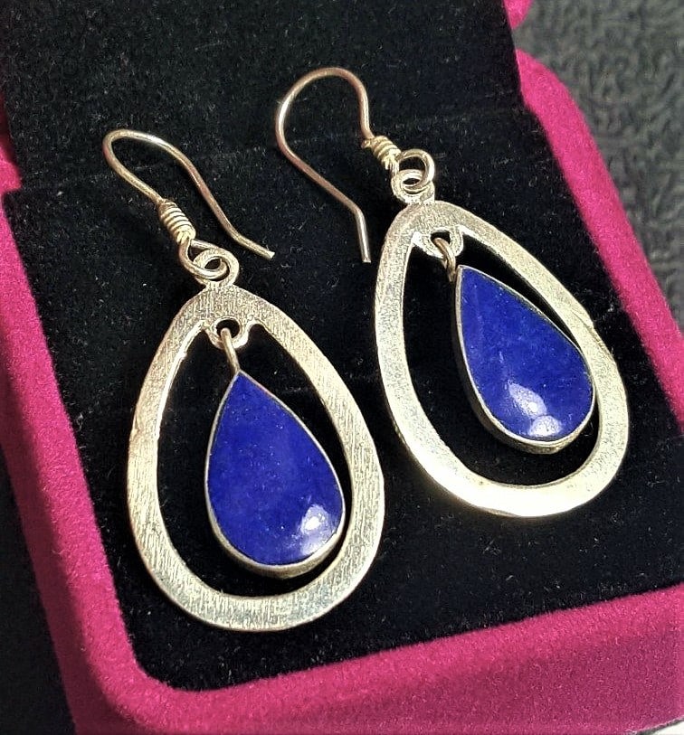 Lapis Sterling Silver Drop Dangle Earrings - 2