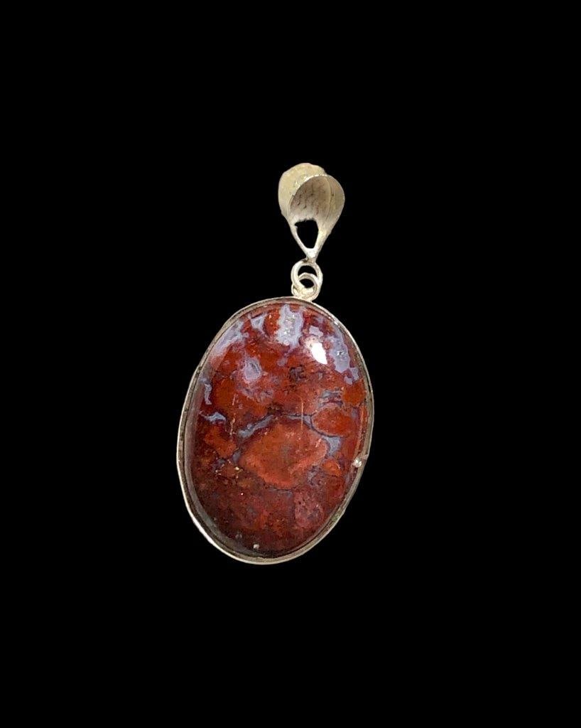 ORANGE GEM AGATE PENDANT IN STERLING SILVER: ORANGE GEM AGATE PENDANT IN STERLING SILVER Shipping: