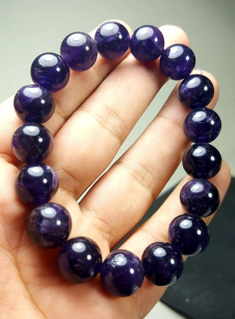 Genuine Amethyst Bead Bracelet for Men And Women (1 of 2)
