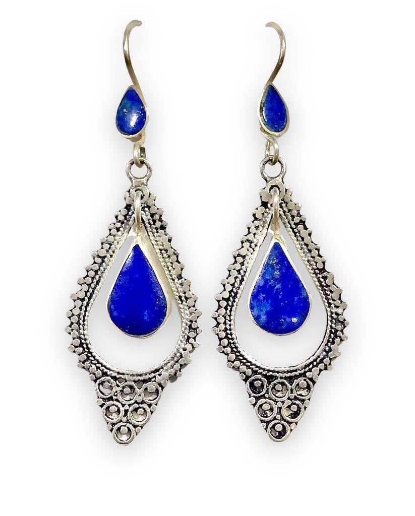 Sterling Silver Vintage Lapis Lazuli Earrings (1 of 1)