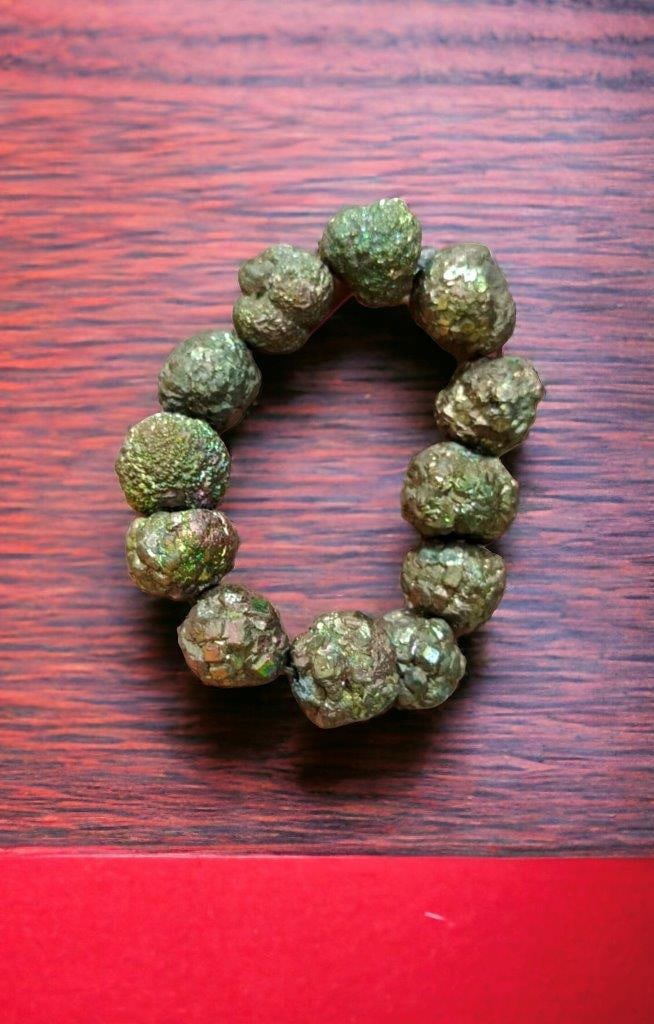 Raw Pyrite Beaded Bracelet: Raw Pyrite Beaded Bracelet Shipping: