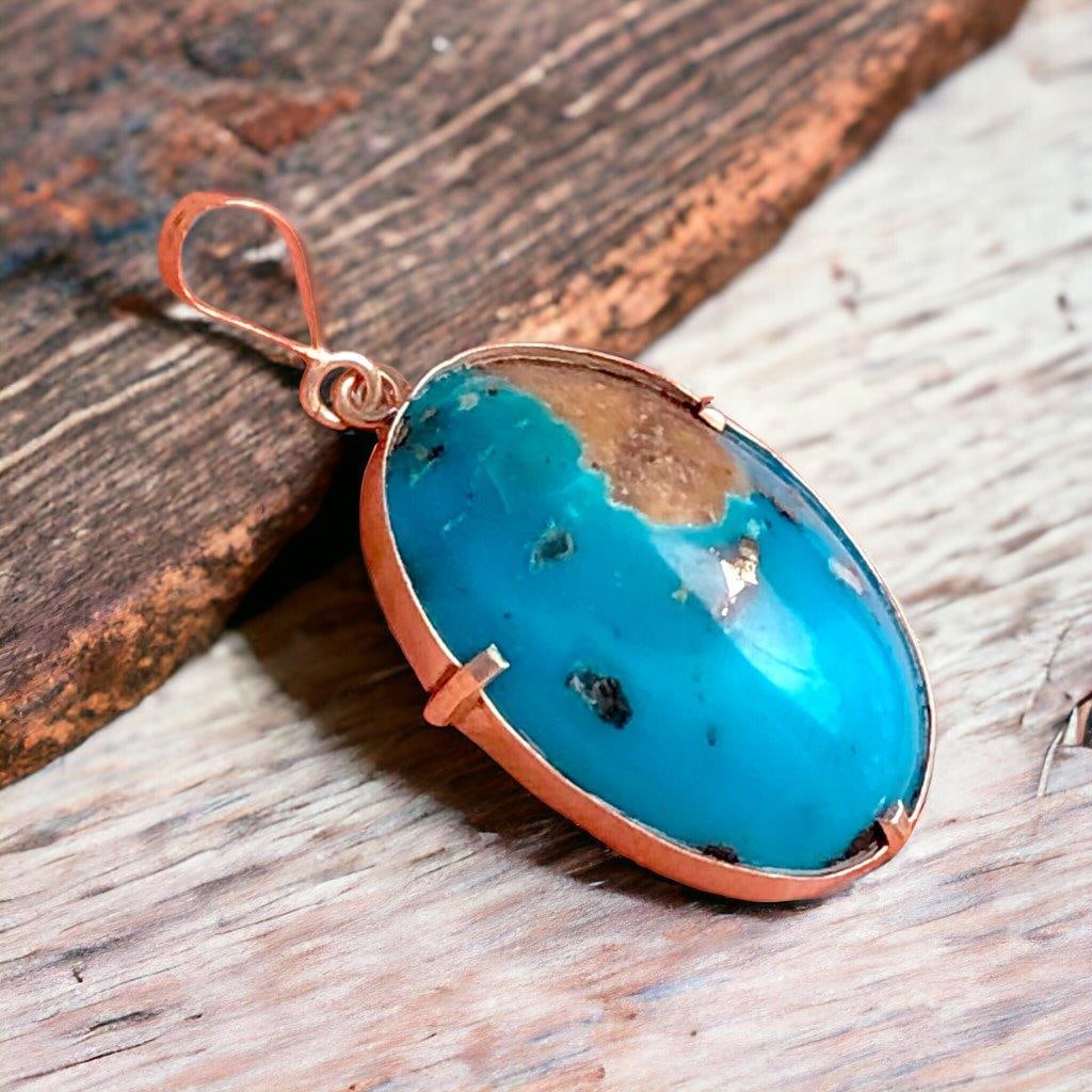 Rustic Turquoise Pendant Necklace With Pyrite: Rustic Turquoise Pendant Necklace With Pyrite Shipping:
