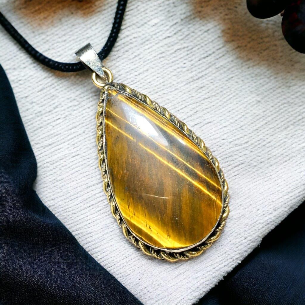 Tiger Eye Pendant, Tear Drop Cabochon: Tiger Eye Pendant, Tear Drop Cabochon Shipping: