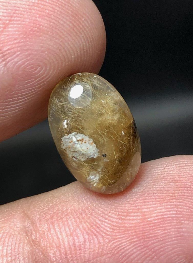 4.95 Carats Rutiled Quartz Cab - 15X10X4 mm: 4.95 Carats Rutiled Quartz Cab - 15X10X4 mmShipping: