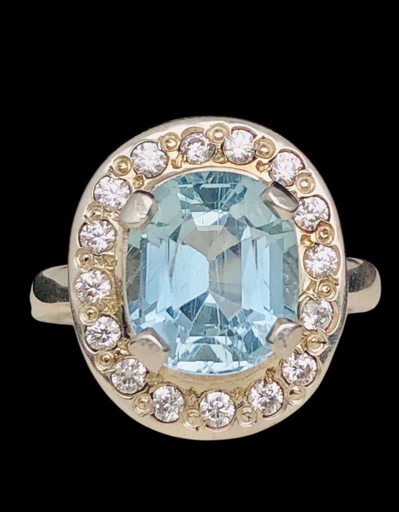 Natural Blue Aquamarine Gemstone Ring Sterling Silver: Natural Blue Aquamarine Gemstone Ring Sterling Silver