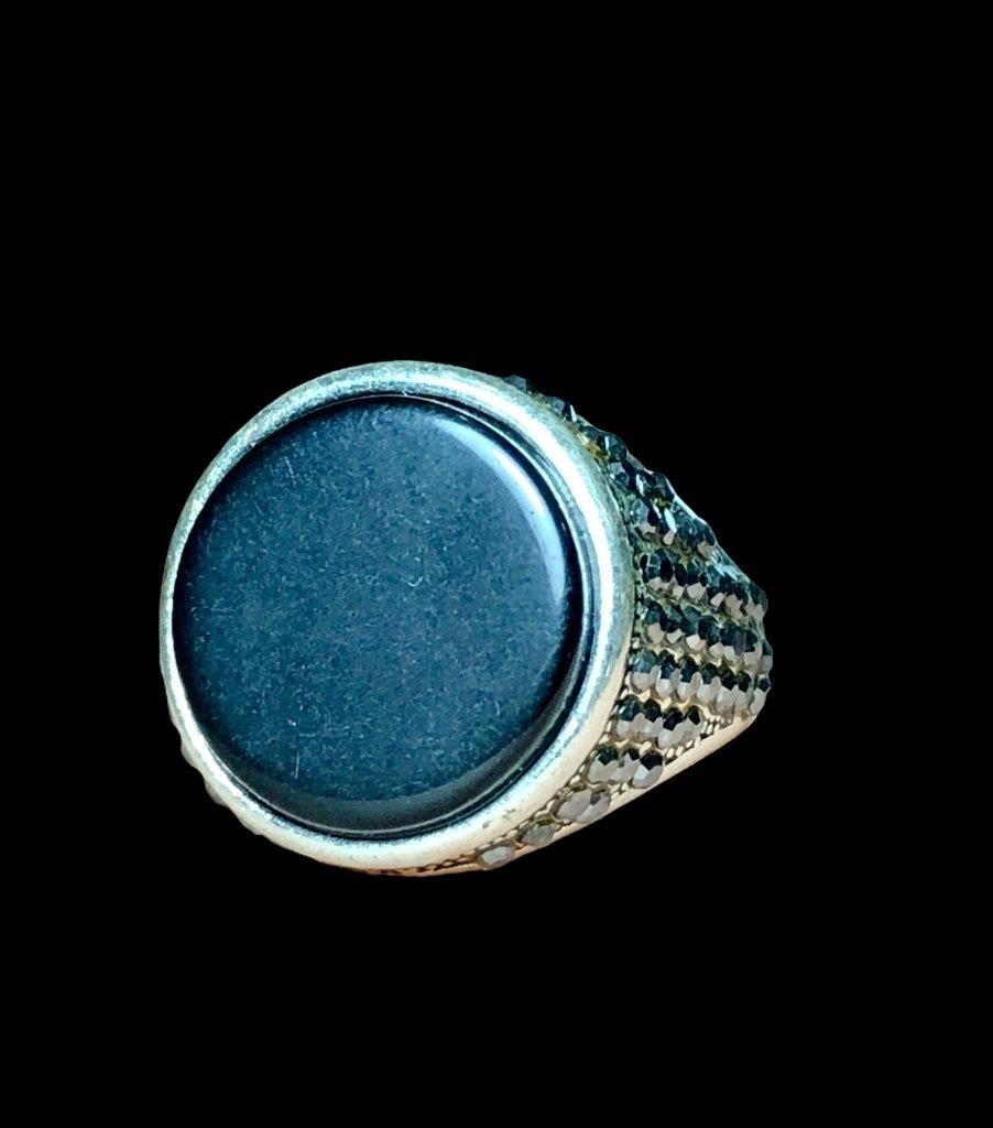 Round Agate Solitaire Copper Ring - 2