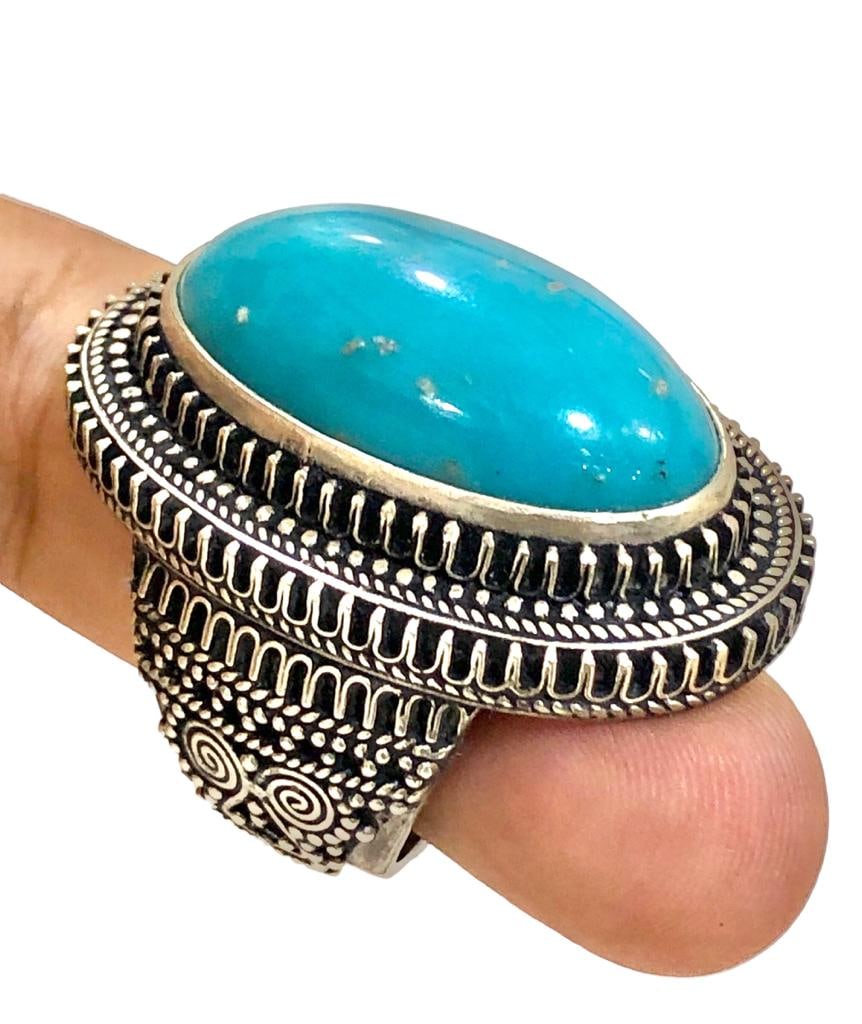 Turquoise ring, Solid Sterling Silver Ring, Natural Turquoise Ring - 2