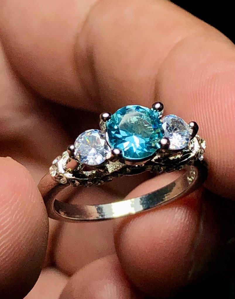 Amazing Blue White Zirconic Handmade Women Ring (1 of 3)