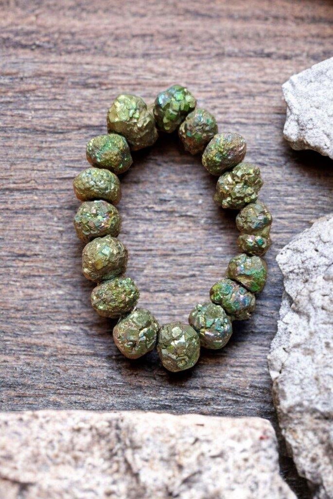 Delicate Beaded Bracelet Pyrite Stretch Bracelet (1 of 1)