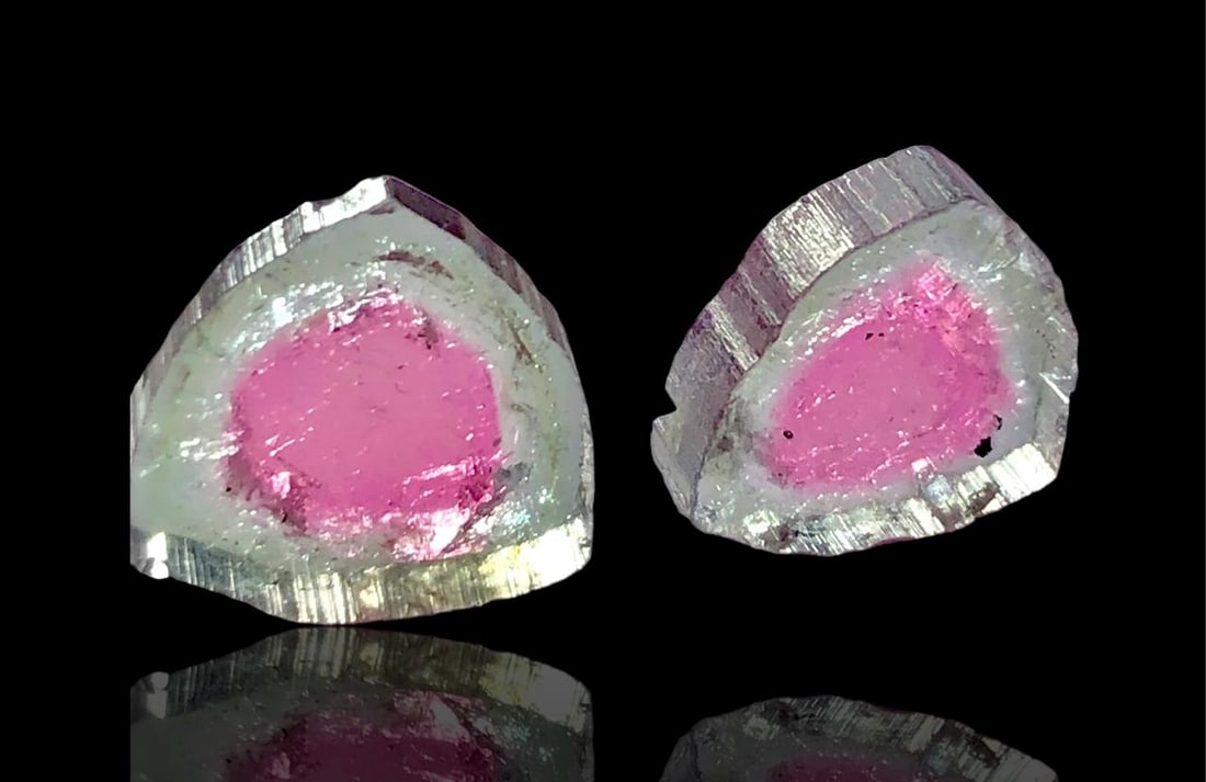 Paired Tourmaline Slices Perfect Termination - 8.80 Carats - 10X10X5 mm: Paired Tourmaline Slices Perfect Termination - 8.80 Carats - 10X10X5 mmShipping Rate: $23.00 .shipping rates are determined by Parcel weight and destination.Combined shipping: We offer combine