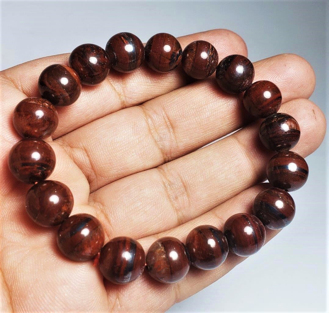 Natural Tiger Eye Bracelet Round Calibrated Beads (1 of 2)