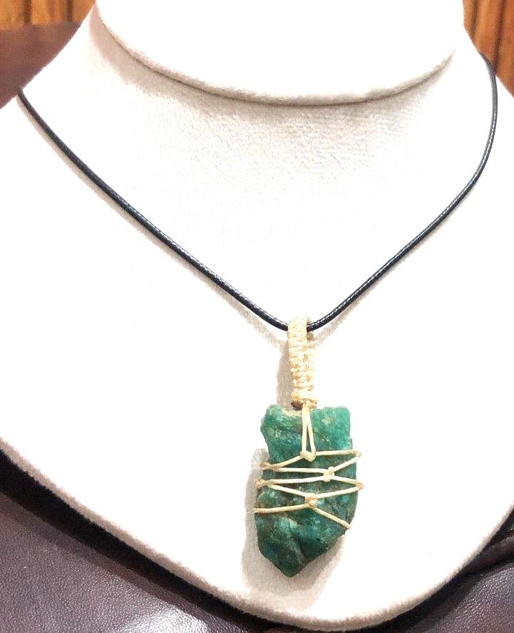 Wire Wrapped Rough Raw Crystal Charm aventurine Necklace Pendant (1 of 4)