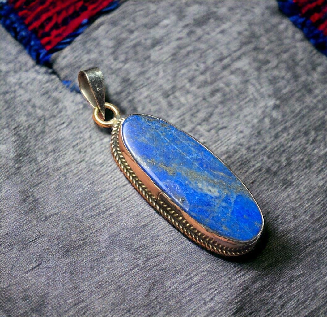 Unique Design Polished Lapis Pendant (1 of 3)