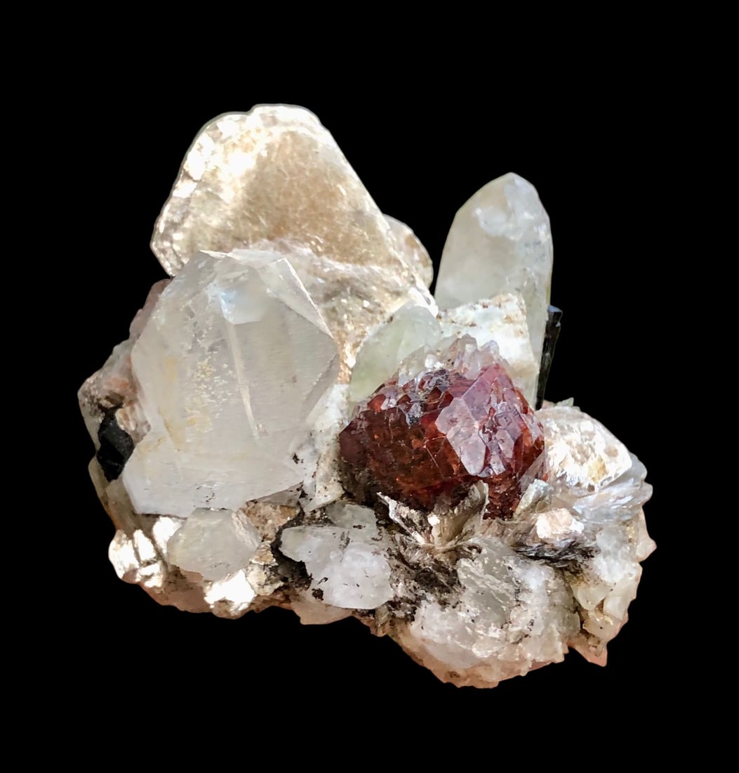 Natural Garnet Quartz Fluorite Black tourmaline Combination - 70 grams - 55X52X46 mm (1 of 6)