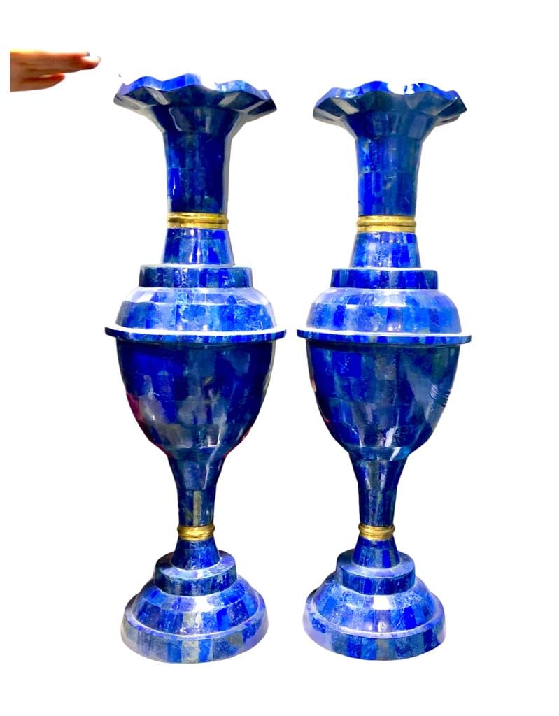 AAA QUALITY Beautiful Lapis Lazuli Pair Vases - 20 KG - 30 INCH (1 of 3)