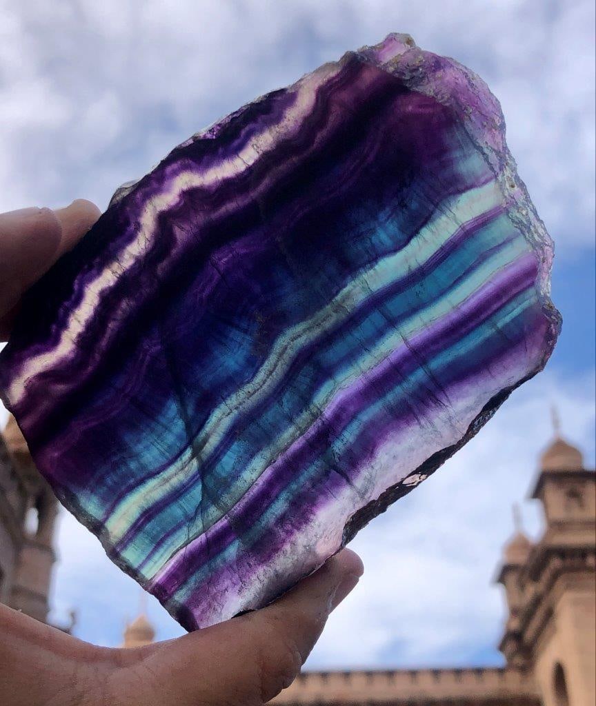 Amazing Rainbow Fluorite Slice Crystal – 315g Natural Healing Stone, 11x8x1 cm Polished Mineral (1 of 5)