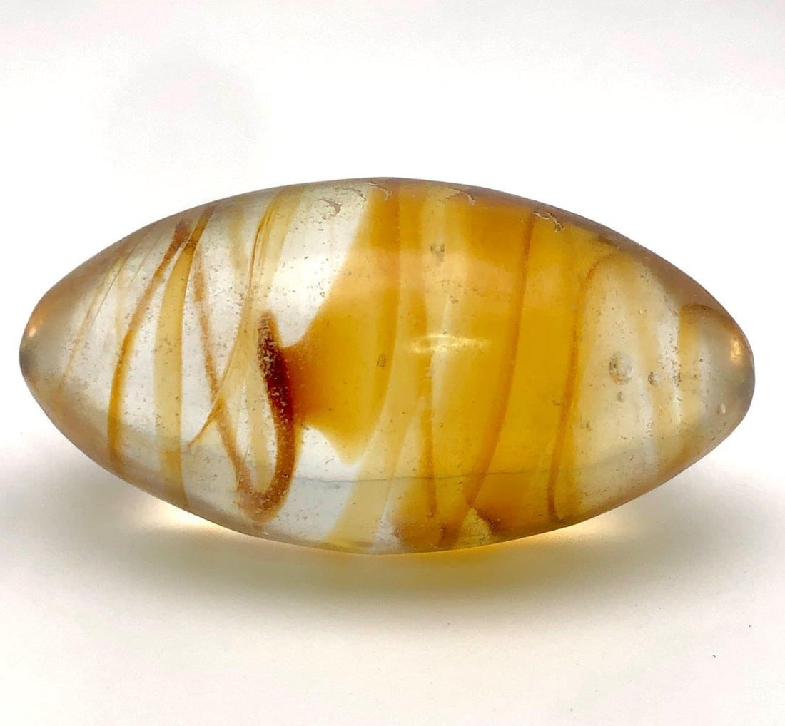 Hand-Carved Natural Glass Egg with Golden Inclusions – 129 g Decorative Mineral Specimen (1 of 6)