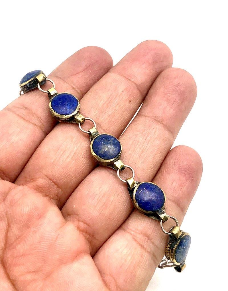 Brass Lapis Lazuli Bracelet – Handmade Natural Blue Stone Bracelet for Women & Men (1 of 4)