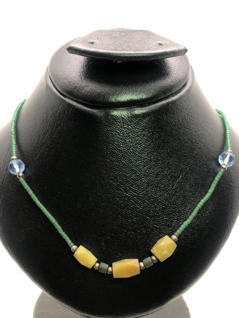 Vintage Serpentine Necklace – Antique Jewelry, Old Fashion Design (1 of 4)