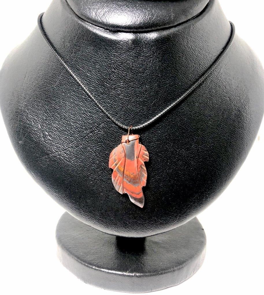 Wire-Wrapped Tiger Eye Leaf Pendant – Handmade Crystal Jewelry Necklace (1 of 4)