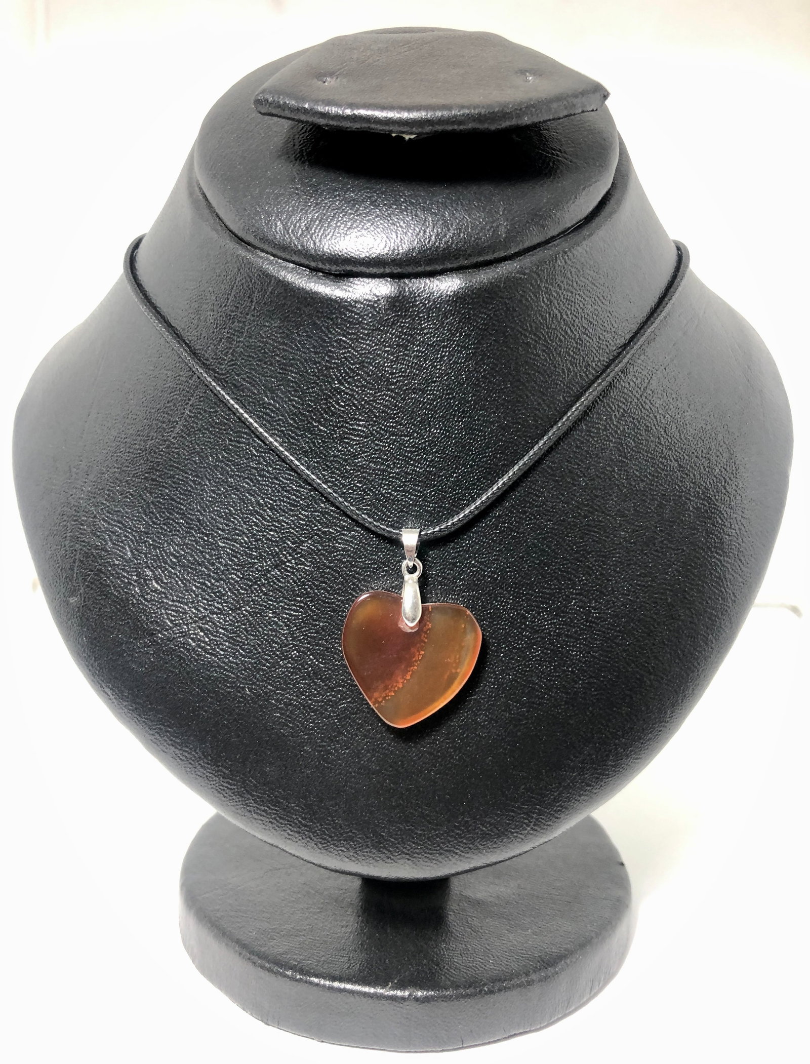 Heart Shaped Agate Pendant in Sterling Silver – Natural Banded Gemstone (1 of 4)