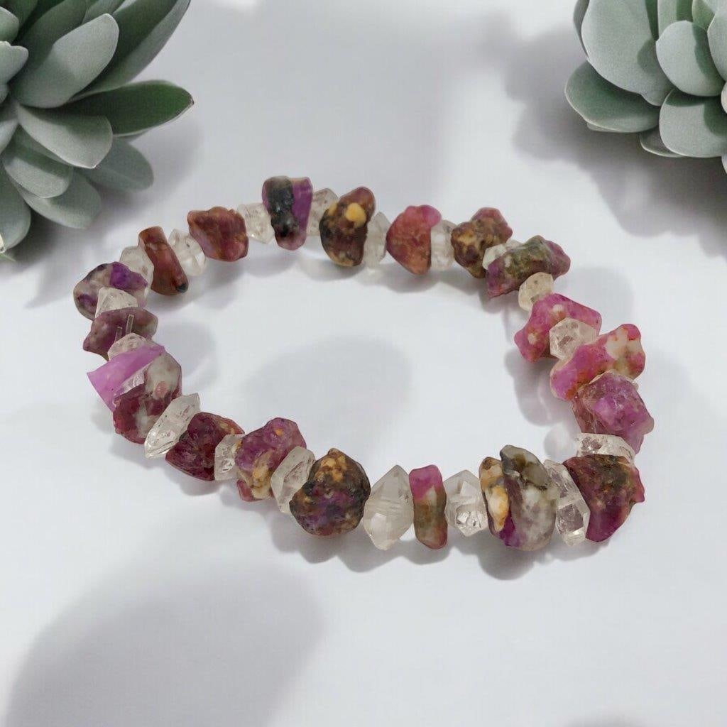 Ruby With Quartz Beaded Healing Bracelet (1 of 2)