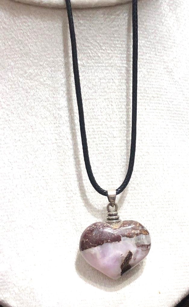 Natural Pink Aragonite Heart Pendant – Handmade Gemstone Jewelry (1 of 4)