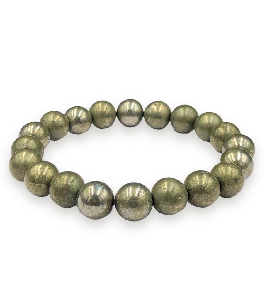 Pyrite Beaded Bracelet - Pyrite Gemstone Healing Bracelet (1 of 3)