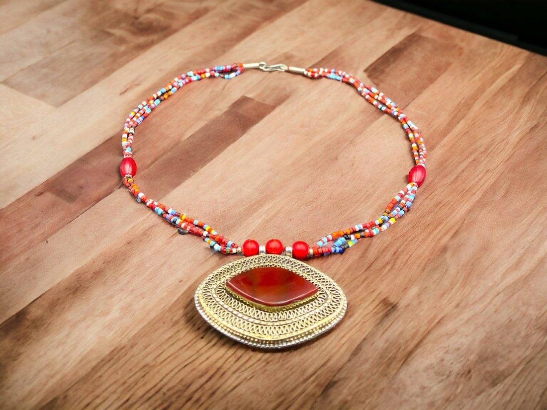 Natural Agate Egyptian Style Old Fashion Jewelry - Agate Necklace (1 of 4)