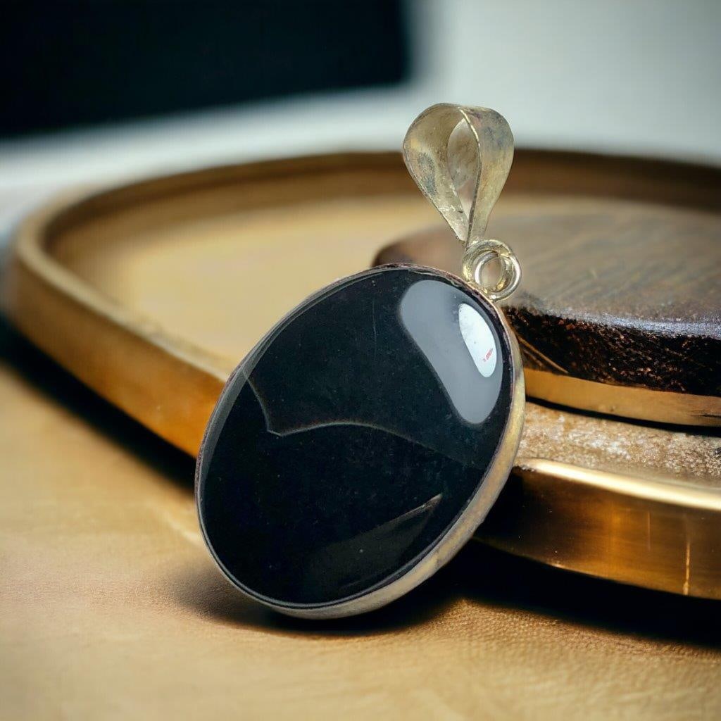 Natural BLACK AGATE Pendant (1 of 2)