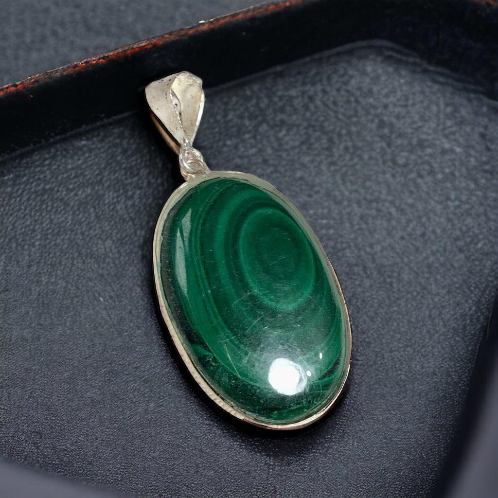 Malachite Oval Gemstone Costume Silver Jewelry for Gift (1 of 2)