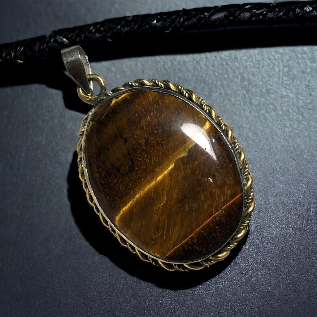 Tiger's eye crystal Pendant Handmade Jewelry: 4.35 Carats Natural Aquamarine Cab - 11X9X6 mm Shipping: