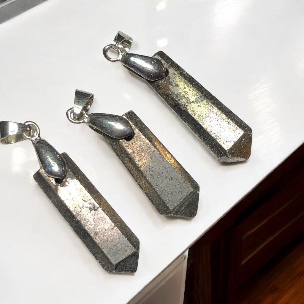 Hand Carved Pyrite Pendants Necklace - Healing Jewelry (1 of 3)