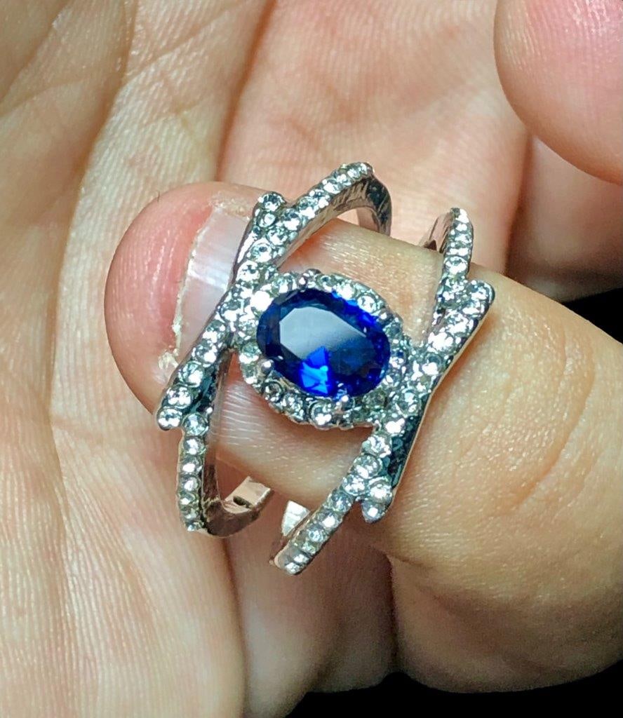 Copper ring, hammered copper ring With Blue Stone (1 of 2)