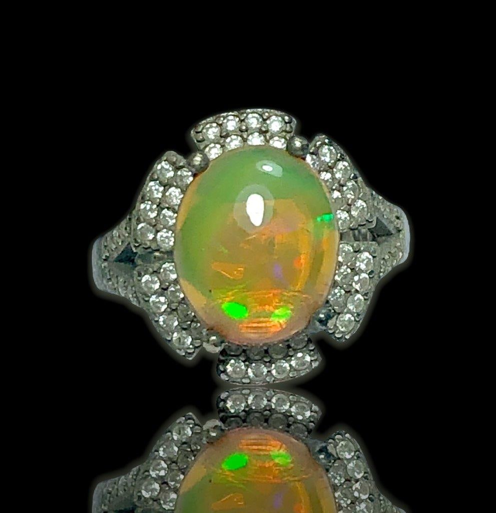 Ethiopian Opal Ring, Silver Opal Ring, 925 Silver Ring, Opal Jewelry - RING SIZE 6.8 US Adjustable (1 of 4)