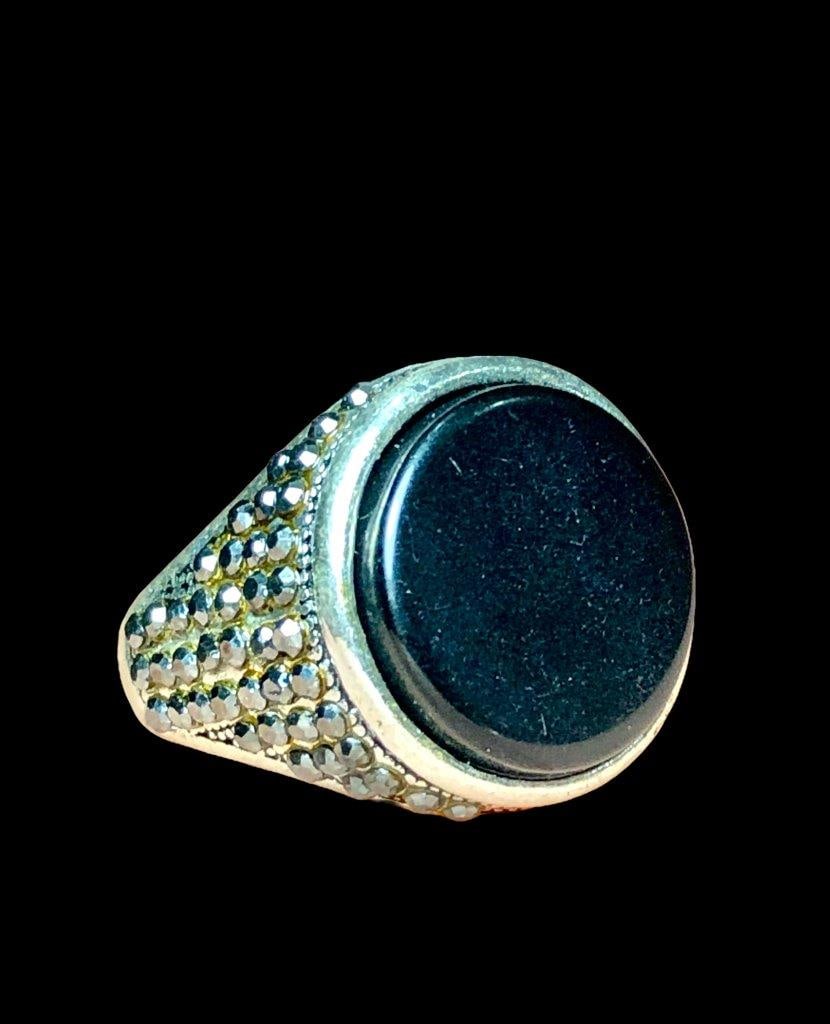 Round Agate Solitaire Copper Ring - 3