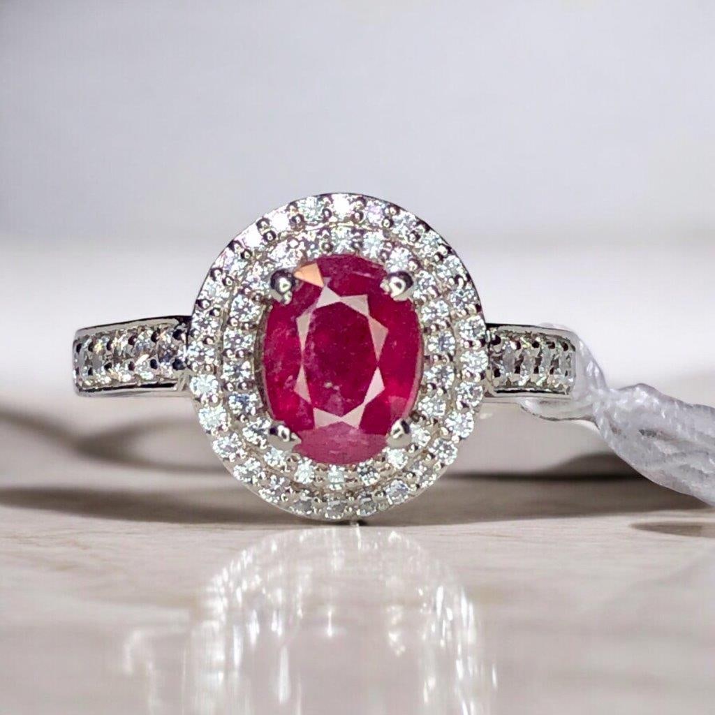 Natural Certified Pigeon Blood Ruby in Sterling Silver - Ring Size - 7.5 US (1 of 6)