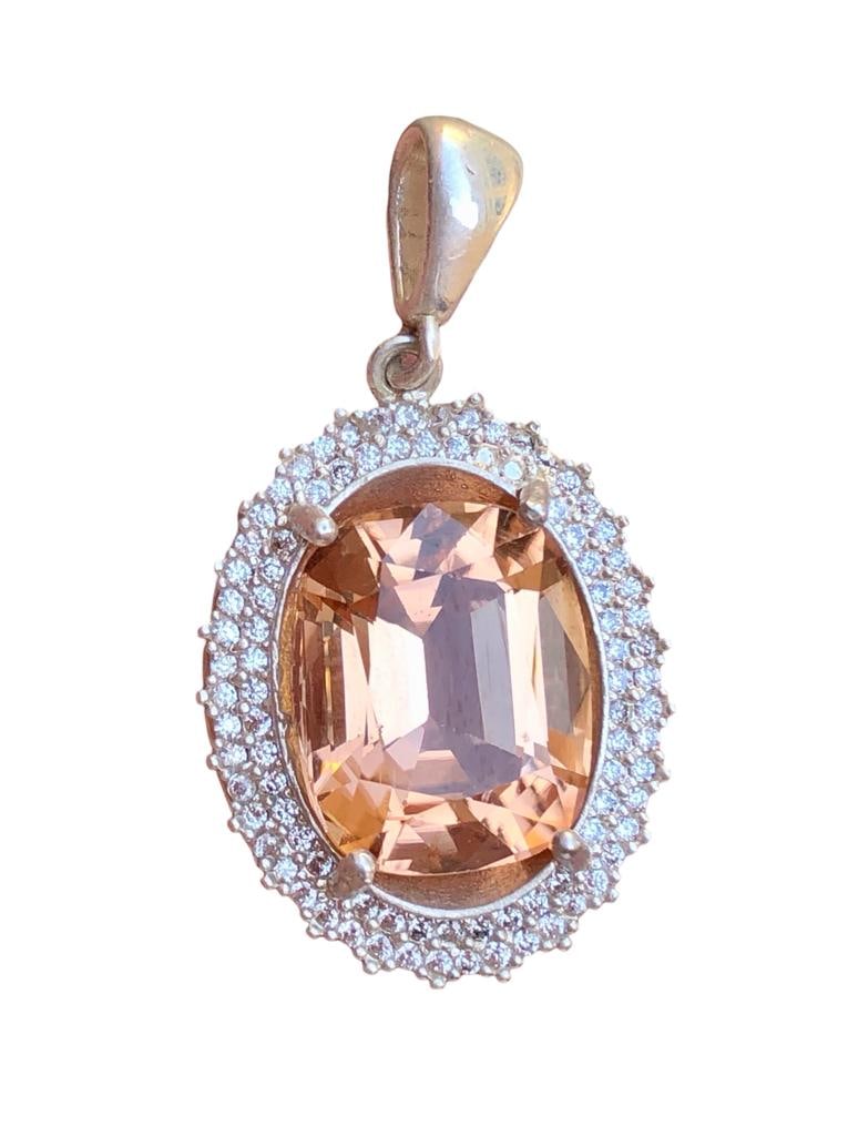 AAA Quality Peach Tourmaline Necklace in Silver: AAA Quality Peach Tourmaline Necklace in Silver Stone Weight: 13 CaratsSilver: 3.5 Grams Choose design of your own and we will make it for youWe accept custom order in Sterling Silver, Gold and Platin